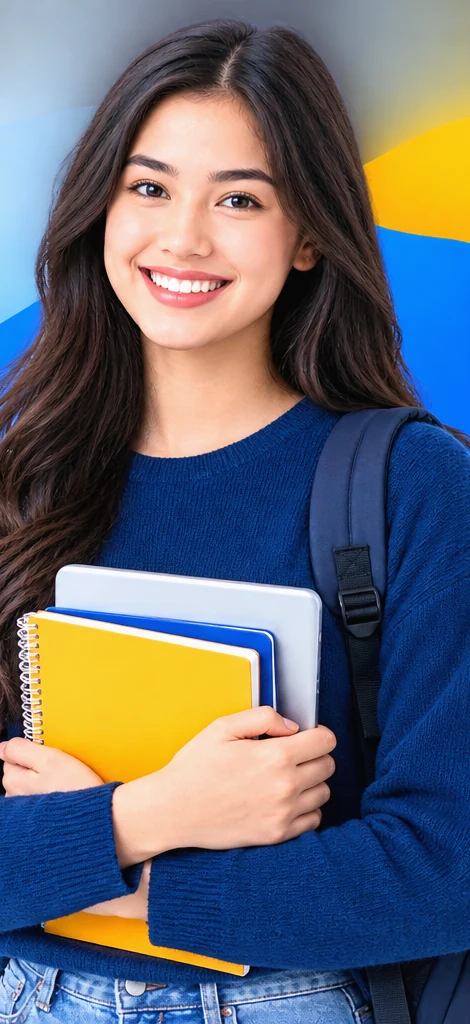 Smiling student holding books for CourseMerit academic support