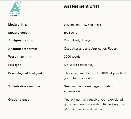 Task 1: Case analysis For this assignment, you must choose two real-world business cases, discuss the issues and put them within a national and international context: Describe the key governance, legal, and ethical issues